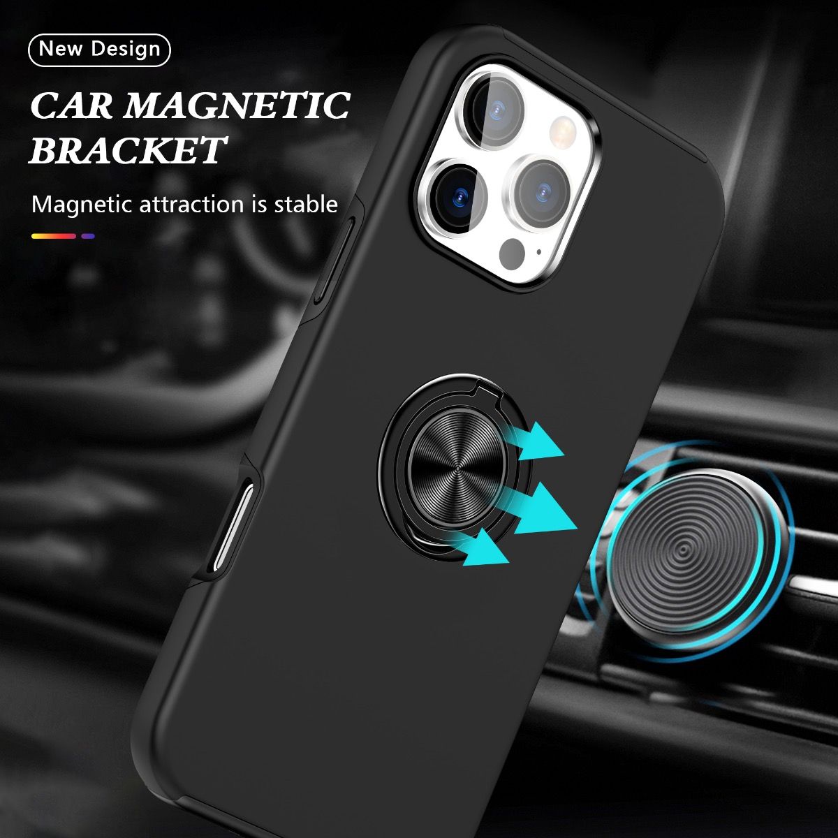 Samsung Galaxy Z Fold 7 BLACKTECH Slim Style Magnetic Ring Stand - Black