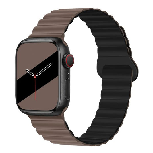 Apple Watch 44 / 45 / 46 / 49mm hoco. WA22 Flexible series two-section classic buckle magnetic silicone strap - chocolate with black