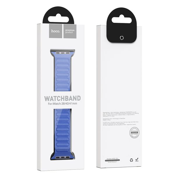 Apple Watch 38 / 40 / 41 / 42mm hoco. WA23 Original series leather chain magnetic strap - klein blue