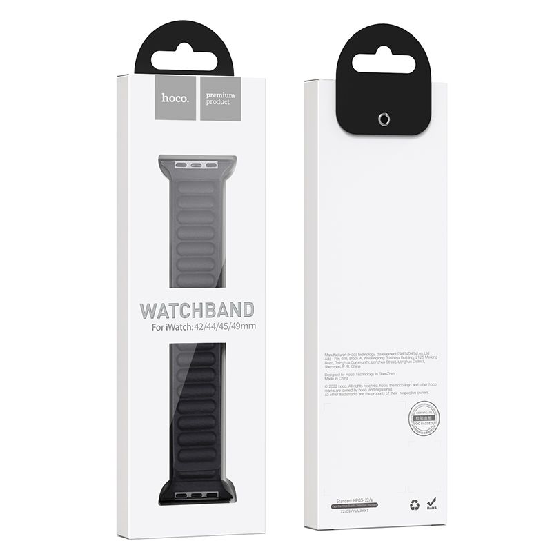 Apple Watch 38 / 40 / 41 / 42mm hoco. WA23 Original series leather chain magnetic strap - black