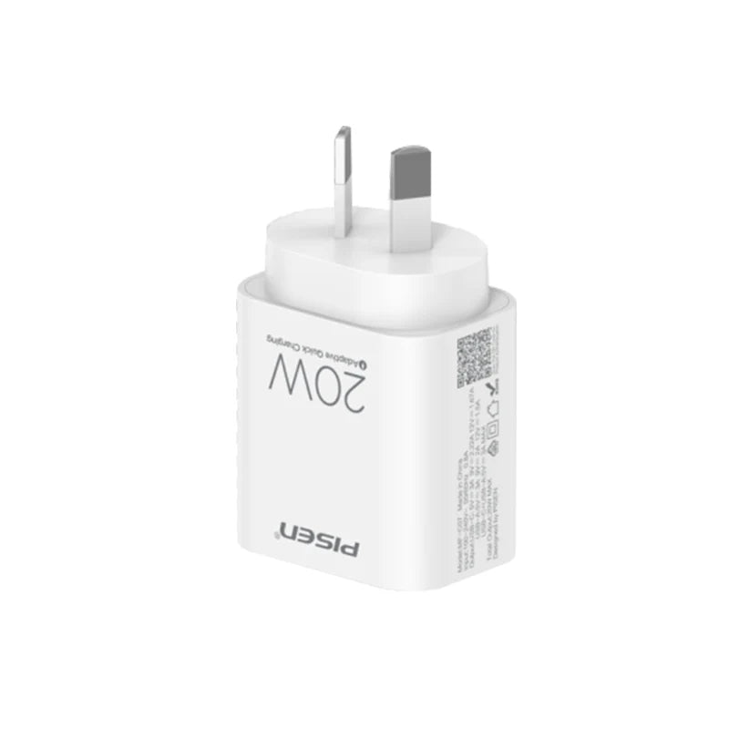 Pisen Power Adapter 20W USB A + TYPE C Fast Wall Charger