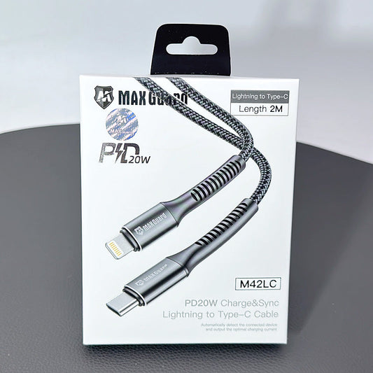 Charging cable Maxguard 2m 20W Type-C to Lightening Braided Cable