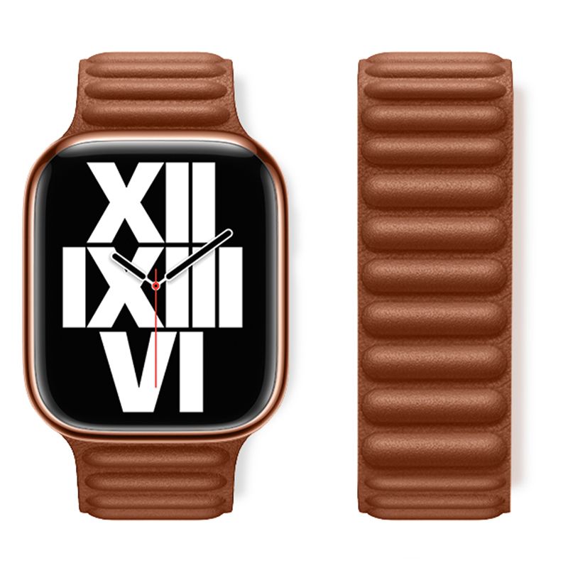Apple Watch 44 / 45 / 46 / 49mm hoco. WA23 Original series leather chain magnetic strap - brown