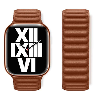 Apple Watch 44 / 45 / 46 / 49mm hoco. WA23 Original series leather chain magnetic strap - brown