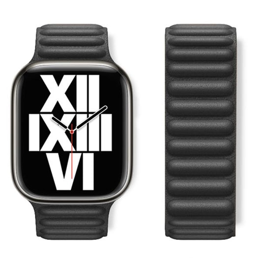 Apple Watch 44 / 45 / 46 / 49mm hoco. WA23 Original series leather chain magnetic strap - black