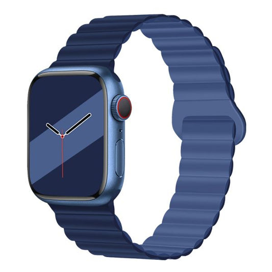 Apple Watch 38 / 40 / 41 / 42mm hoco. WA22 Flexible series two-section classic buckle magnetic silicone strap - shades of navy blue