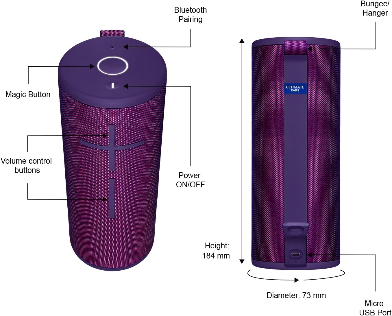 UE Boom 3 Portable Bluetooth Speaker - Ultraviolet Purple
