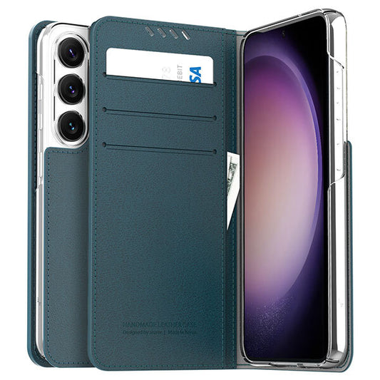 Araree Durable Mustang Diary Leather Case for Samsung Galaxy S23 - Ash Blue