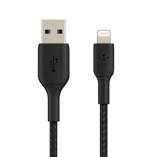 Belkin BoostCharge Lightning to USB-A Braided Cable, 1m For Apple Devices - Black