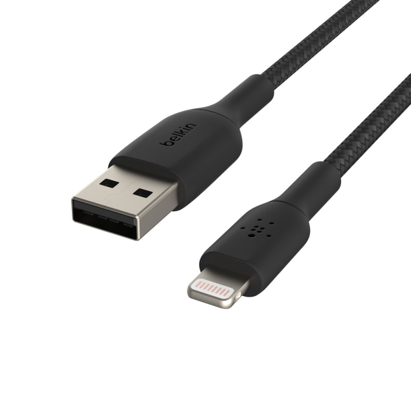Belkin BoostCharge Lightning to USB-A Braided Cable, 1m For Apple Devices - Black