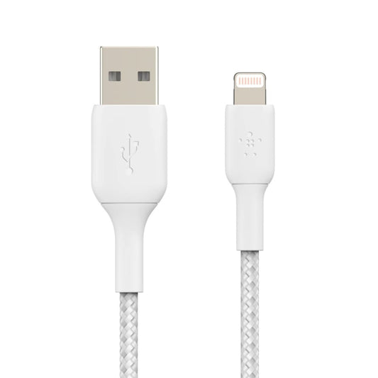 Belkin BoostCharge Lightning to USB-A Braided Cable, 1m For Apple Devices - White