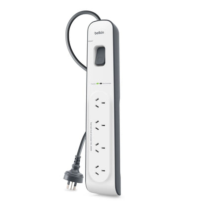 Belkin 4-Outlet Surge Protection Strip with 2M Power Cord Universally compatible - Grey