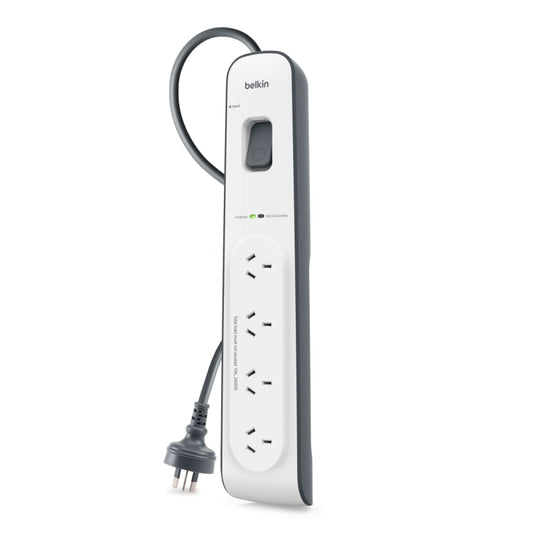 Belkin 4-Outlet Surge Protection Strip with 2M Power Cord Universally compatible - Grey