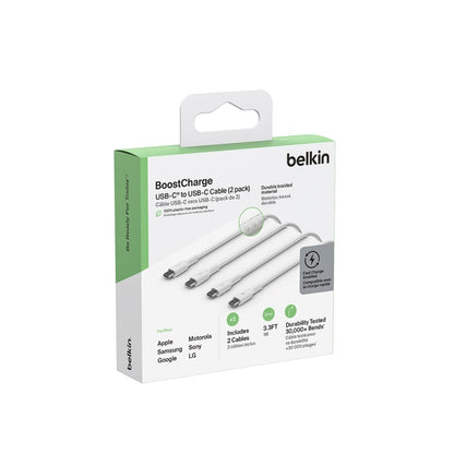 Belkin BoostCharge Braided USB-C to USB-C Cable 2 Pack White