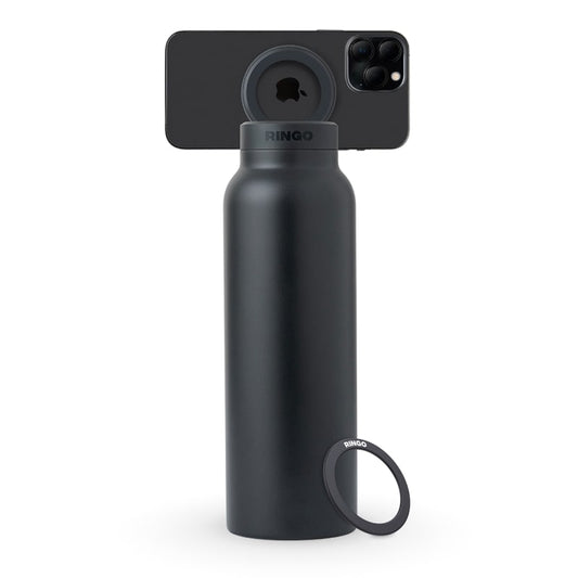 Ringo Water Bottle with Magnetic Phone Mount -Black 950ml (32oz)