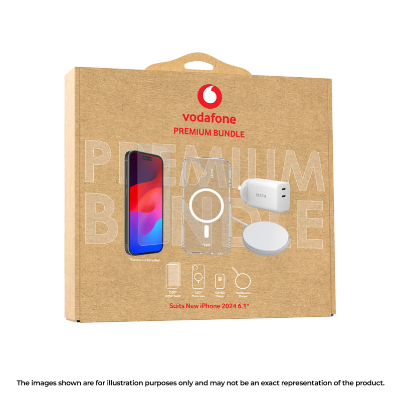 For iPhone 16 Pro Max EFM Vodafone bundle with Case, Screenguard and Wireless Charging Pad