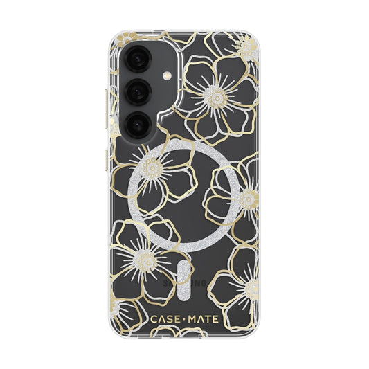 Case-Mate Floral Gems Case For Samsung Galaxy S25 - Gold w/ Magnet