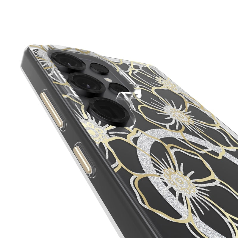 Case-Mate Floral Gems Case For Samsung Galaxy S25 Ultra - Gold w/ Magnet