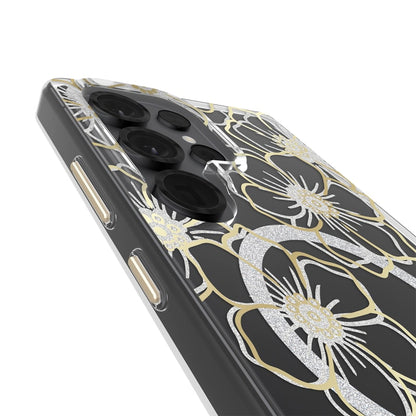 Case-Mate Floral Gems Case For Samsung Galaxy S25 Ultra - Gold w/ Magnet