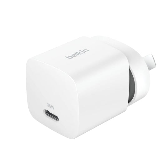 Belkin BoostCharge 25W Wall Charger & USB-C Cable With USB-C Output & 1m USB-C to USB-C Cable - White