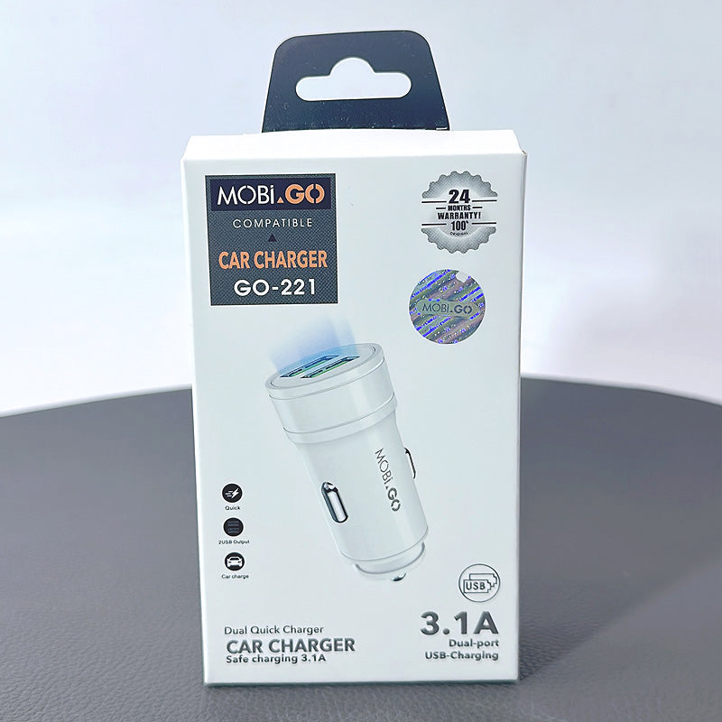 Dual USB 2 in 1 Universal ciggratte port Mobigo Safe Charging 3.1A Car Fast Charger