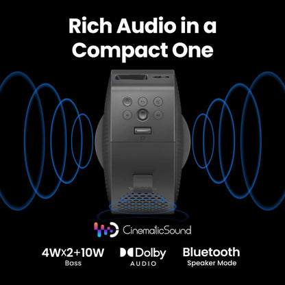 BenQ GV50P 1080P, Laser, DLP, Portable Projector, 1920x1080 Resolution, 500 Lumens, 100,000:1 Contrast, Black, Google TV (Android 11) + Remote + Case