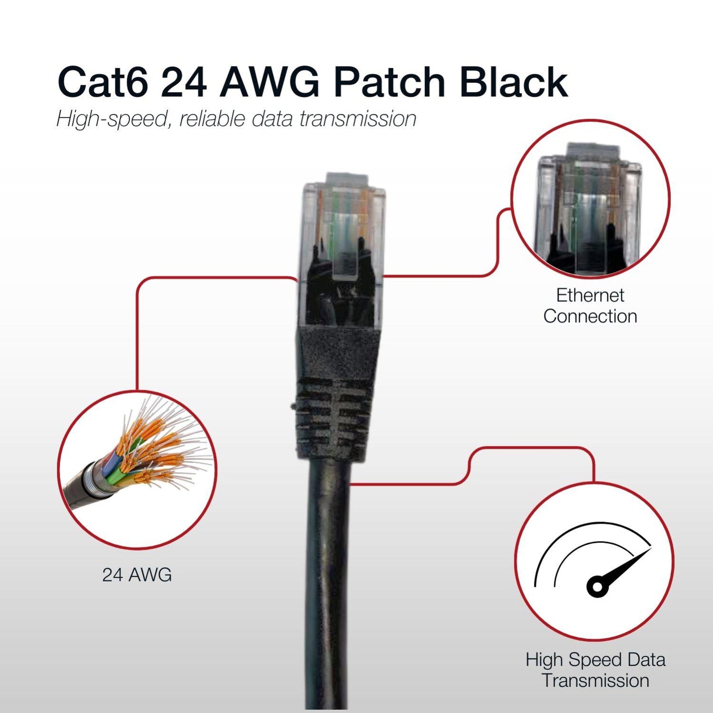 Shintaro Cat6 24 AWG Patch Lead Black 15m - High Quality Ethernet Cable for Wired Networks