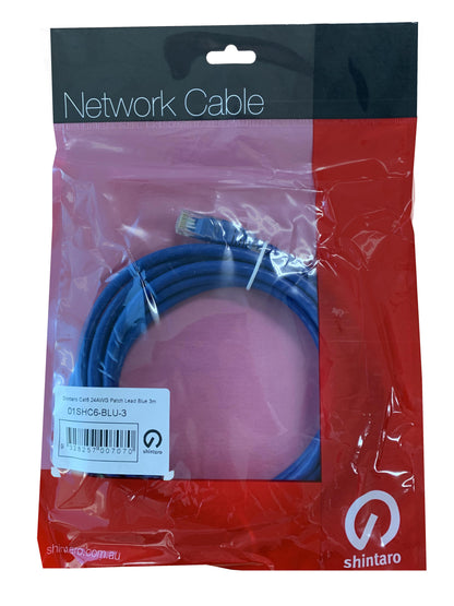 Shintaro Cat6 24 AWG Patch Lead Blue 15m - High Quality Ethernet Cable for Wired Networks