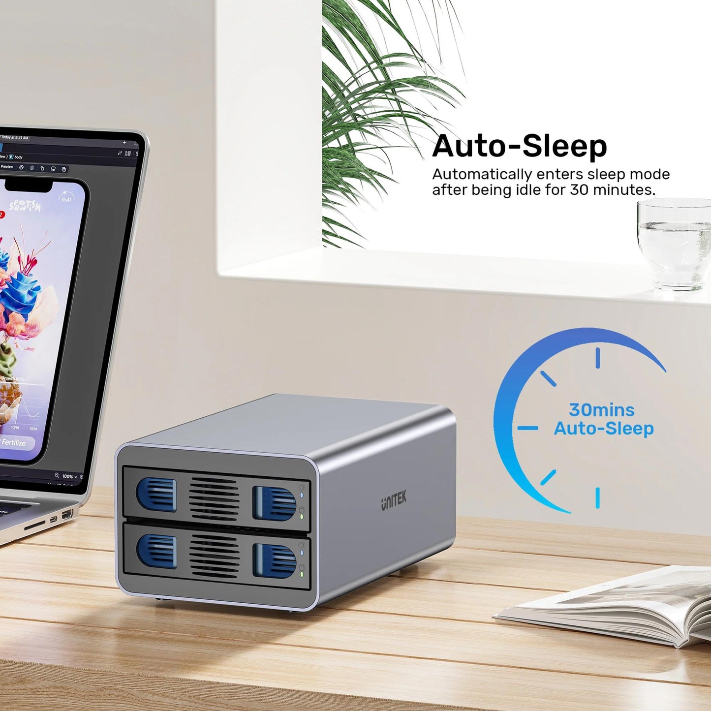 Unitek USB3.2 Type-C 10GB/SATA 2 BAY SATA HDD RAID ENCLOSURE