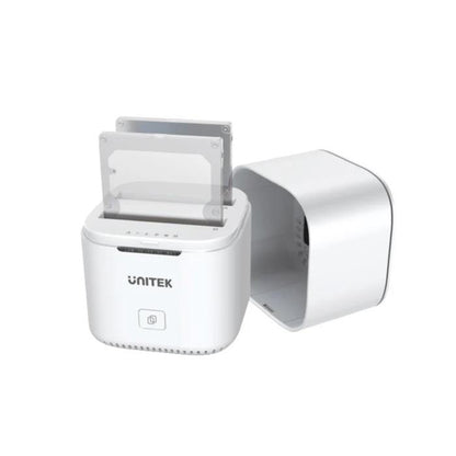 Unitek USB-C to 2.5" Dual SATA 6G Hard Disk Docking Station with Offline Clone, AU 5V2A Power Adapter, White