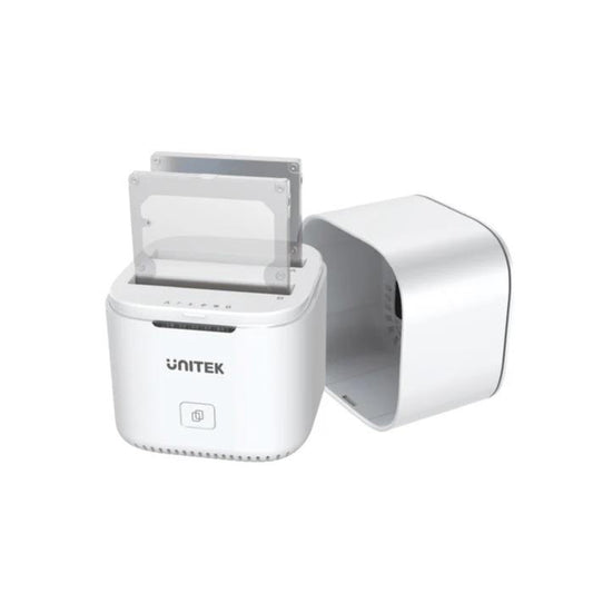 Unitek USB-C to 2.5" Dual SATA 6G Hard Disk Docking Station with Offline Clone, AU 5V2A Power Adapter, White