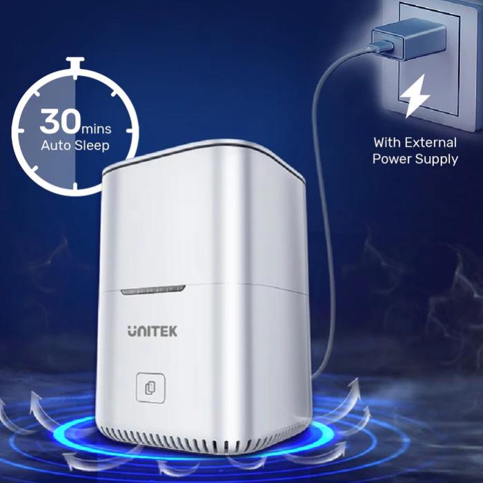 Unitek USB-C to 2.5" Dual SATA 6G Hard Disk Docking Station with Offline Clone, AU 5V2A Power Adapter, White