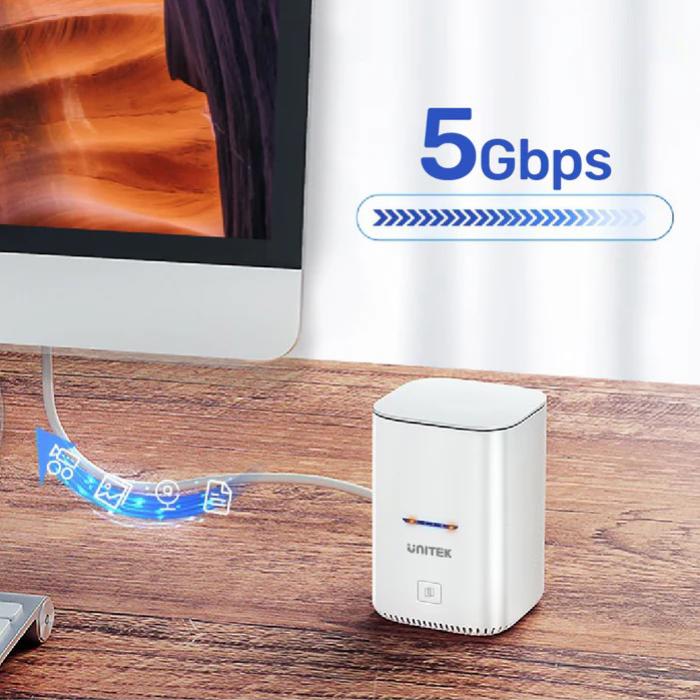 Unitek USB-C to 2.5" Dual SATA 6G Hard Disk Docking Station with Offline Clone, AU 5V2A Power Adapter, White