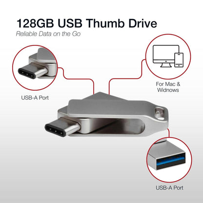 Shintaro 128GB Mini Dual Port Pocket Disk Drive - High-Speed Dual USB-C & USB-A, USB 3.0 Portable Storage