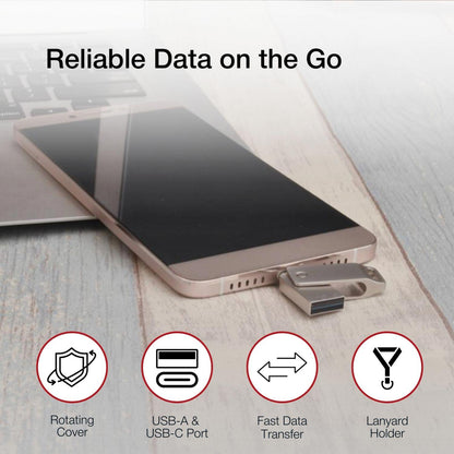 Shintaro 128GB Mini Dual Port Pocket Disk Drive - High-Speed Dual USB-C & USB-A, USB 3.0 Portable Storage