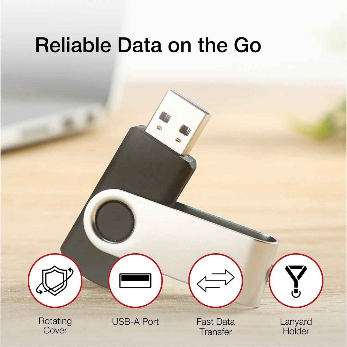 Shintaro 8GB USB2.0 Rotating Pocket Disk - 3 Pack, Lightweight & Compact, Plug & Play