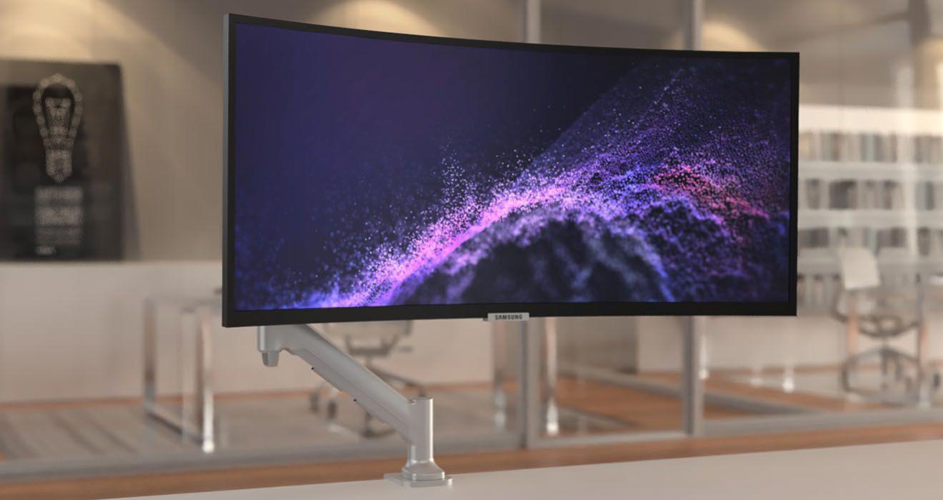 Atdec Fortis Heavy Duty Dynamic Monitor Arm. Up to 49" screens, Min. Load 6kg. Max Load 16kg, H/Duty F-Clamp Desk Fixing, VESA up to 100x100. Black