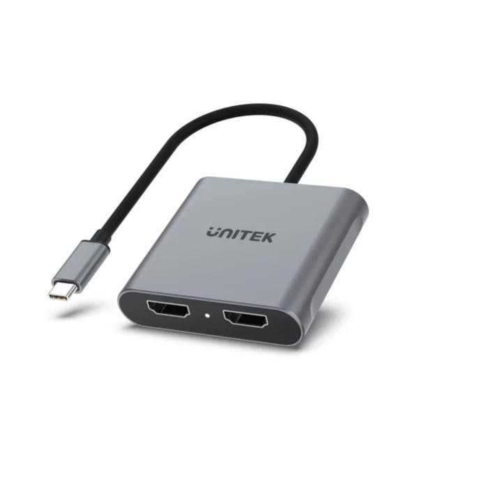 Unitek USB-C to Dual HDMI 4K Adapter, 60Hz with MST for Windows Devices, Grey