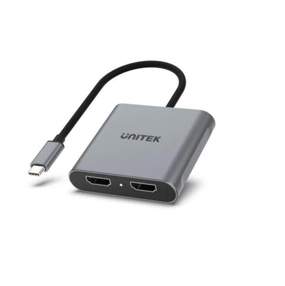 Unitek USB-C to Dual HDMI 4K Adapter, 60Hz with MST for Windows Devices, Grey