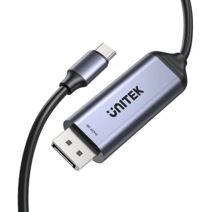 Unitek USB-C to DisplayPort 8K@60Hz BiDirectional 1.8m Cable, backward compatible, Support: HDCP 2.3, Dynamic HDR, Data transfer rate of 10Gbps