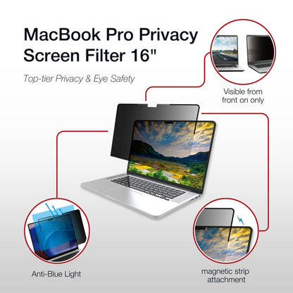 Shintaro Privacy Screen Filter 16" for MacBookPro with Magnetic Strips, Anti-glare & Blue Light Filter