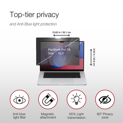 Shintaro Privacy Screen Filter 16" for MacBookPro with Magnetic Strips, Anti-glare & Blue Light Filter