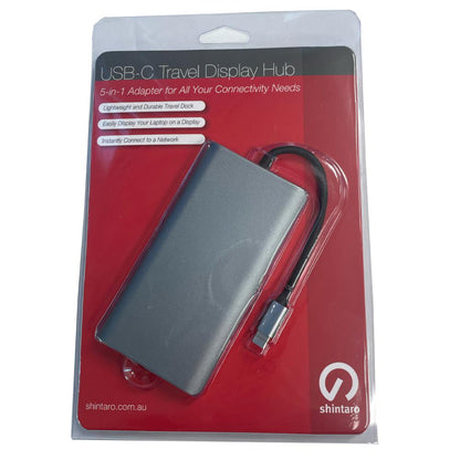 Shintaro USB-C Travel Display Multi Hub with USB-C to HDMI/VGA, 2 USB 3.0, USB-C PD3.0 and Gigabit Ethernet Connectivity