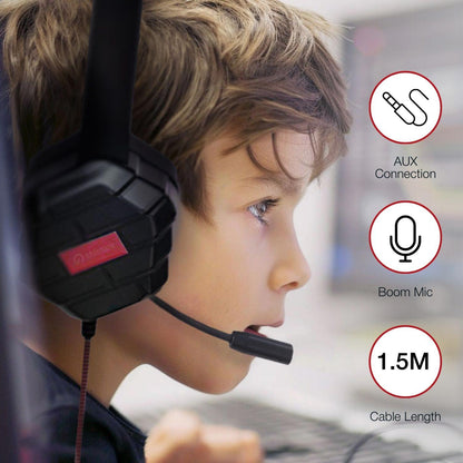 Shintaro Rugged Kids  Boom Mic, Twistable Headband, and Single Combo 3.5mm Jack Headset Headphone