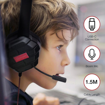 Shintaro Rugged Kids Headsets with Mic, Enhanced USB-C One Piece Mo, Twistable Headband, Adjustable, 40mm Driver for Smartphones, Tablets, and PC