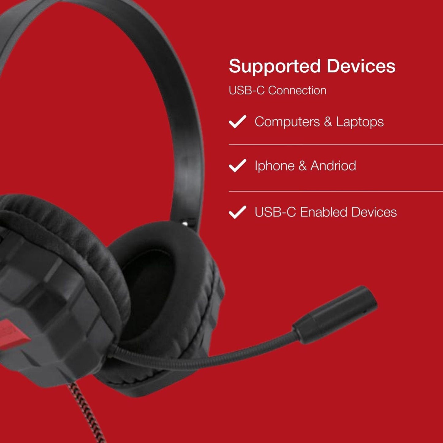 Shintaro Rugged Kids  Boom Mic, Twistable Headband, Adjustable USB C 40mm Driver Headset Headphone