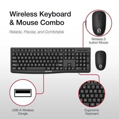 Shintaro Wireless Keyboard & Mouse Combo - Compact, Spill-Resistant, 10m Range, Precision Tracking