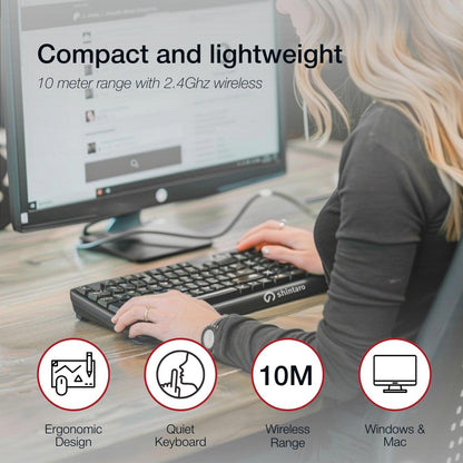 Shintaro Wireless Keyboard & Mouse Combo - Compact, Spill-Resistant, 10m Range, Precision Tracking