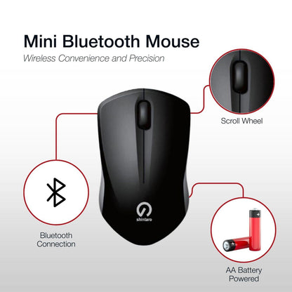 Shintaro Mini Bluetooth Mouse with 5 Buttons, Scroll Wheel, and Ergonomic Design - Wireless Precision for Windows, Mac & Android