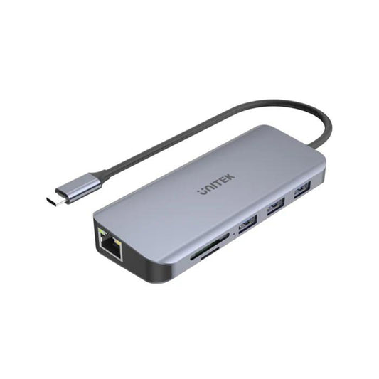 Unitek 9-in-1 USB-C, 4K Hub, 30Hz, USB3.0 x3, HDMI, VGA, RJ45, SD, Micro SDCard Reader, 100W